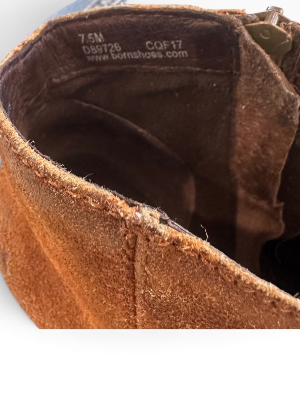 Born Women Brown Suede Leather Western Ankle Booties Side Zip Size 7.5 M 👢 - Picture 6 of 6